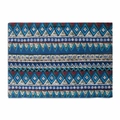 Detail of bohemian geometric pattern placemat made of thick cotton linen fabric - 32x45cm / Blue Triangle