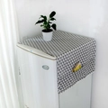 Gray geometric print dust cover for fridge with storage pockets and white tassel trim - Grey Triangle