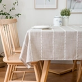 Nappe rectangulaire en lin minimaliste avec broderie de feuilles et drapé naturel - 60*60cm / café