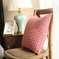 Nordischer rot-weiß karierter Sofa-Lendenkissenbezug aus hochwertigem Baumwoll-Leinen - 45x45cm / Rotes Gitter (Ohne Füllung)
