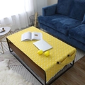 Nappe rectangulaire jaune en coton et lin avec pompons de style géométrique - Table Basse 60x160 / Damier Jaune