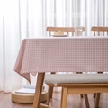 Nappe en lin à carreaux roses de style champêtre pour table à manger et salon - 140*220cm / Style Carreaux Rose (Sans Dentelle)