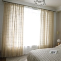 Vintage beige crochet lace curtain with hollow geometric floral patterns for bedroom windows - 100x180 / Beige Checkered Crochet Curtain