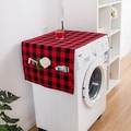 Modern red and black buffalo plaid washing machine dust cover with side storage pockets - Double Door Style / Red and Black Plaid