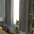 Modern cotton linen curtain featuring black and white geometric triangle patterns - Grommet 140*215CM / Black Triangle