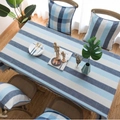 Mantel impermeable de algodón y lino a rayas azul y blanco con fundas de cojín a juego - 60*60cm / Rayado Azul