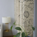 Linen cotton beige blackout curtain with vintage French typography and stamp patterns - Grommet 140*215CM / Letter Print