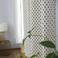 Nordic cotton linen curtain with black pine tree pattern on beige fabric - Grommet 140*215CM / Small Fir Tree