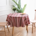 Tovaglia rotonda in cotone e lino in stile bohémien con motivi geometrici moderni - Rotondo 150cm / Motivo Triangolo Rosso