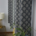 Grey cotton linen curtain with white tree pattern for modern living room windows - Grommet 140*215CM / Black Background Tree