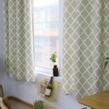 Light green cotton linen curtains with white trellis patterns for modern living room decor - Grommet 140*215CM / Green Diamond
