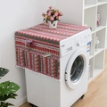 Bohemian geometric washing machine cover with side storage pockets and white tassel trim - 30x90cm / Red Triangle Pattern