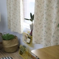 Floral print cotton linen curtain in beige with red and blue flowers for home decor - Grommet 140*215CM / Fine Floral