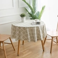 Tovaglia rotonda verde salvia con motivo a quadri bianchi per sala da pranzo moderna - Rotondo 150cm / Rombo Verde