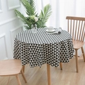 Modern black and white geometric triangle pattern round linen tablecloth for dining tables - Round 150cm / Black Triangle