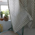 Modern cotton linen curtain with grey and white geometric triangle pattern for home decor - Grommet 140*215CM / Grey Triangle