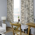 Vintage map print curtains in beige cotton linen with world geography patterns - Grommet 140*215CM / Map