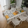 Mantel rectangular de lino con estampados nórdicos y texto de estilo bistró francés - 100x140cm / Cuadrado sin Encaje