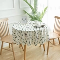 Nordic round cotton linen tablecloth with forest pine trees and elk print motifs - Round 150cm / Grey Deer