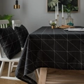Tovaglia moderna in cotone e lino con motivo geometrico a triangoli bianchi e neri decorativa - 60x60 / Tovaglie / Nero