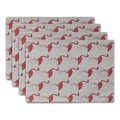 Set of 4 cream rectangular placemats featuring a red flamingo print and fabric texture - 32x45cm / Small Flamingo