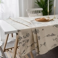 Linen tablecloth with vintage bee and floral prints for rectangular dining table - 60*60cm / Gray Little Bee Flower