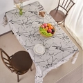 Mantel moderno de algodón y lino con patrón de mármol blanco para comedor minimalista - 140x260 / Mármol Blanco (Sin Encaje)