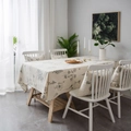 Linen rectangle tablecloth with grey floral bee print and matching chair cushions - Grey Little Bee (No Fringe)