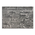 Bohemian vintage newspaper print dining placemat in beige linen blend fabric - 32x45cm / Large English
