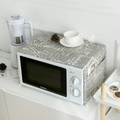Nordic microwave dust cover with vintage newspaper print and white pom-poms - 30x90cm / English Newspaper