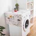 White marble print dust cover for washing machines with storage pockets and tassel edges - Microwave (30*90) / White Marble