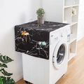 Modern black marble print refrigerator dust cover with side storage pockets and pom-poms - Microwave 30x90 / Black Marble