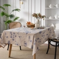 Linen cotton rectangular tablecloth with vintage blue floral pattern for rustic dining decor - 60*60cm / Blue Little Bee