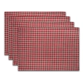 Set of 4 Bohemian rectangular red and white gingham placemats for dining table decor - 32x45cm / Red Plaid