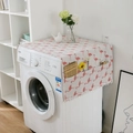 White washing machine dust cover with pink flamingo prints and side storage pockets - Little Flamingo