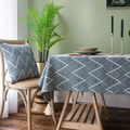 Marineblaue Jacquard-Tischdecke wasserdicht mit Fischgrätenmuster und Quasten - 60*60cm / Marineblaue Wellen