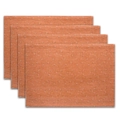 Set of 4 warm orange floral placemats with minimalist rustic fabric texture - 32x45cm / Tiny Flower Orange Bottom