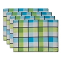 Set of 4 blue and green plaid fabric placemats with classic tartan pattern - 32x45cm / Green Plaid 2.8