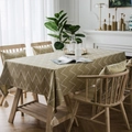 Wasserfeste dunkelblaue Jacquard-Tischdecke mit Quasten und geometrischem Muster - 60*60cm / Gelbe Welle