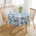 Blue and white French Toile de Jouy pattern round tablecloth for dining table decor - British Garden / Round 150cm