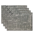 Bohemian style placemat with vintage newspaper print in black and off-white tones - 32x45cm / English Newspaper