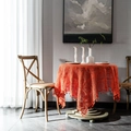 Mantel de ganchillo naranja vintage con elegantes flecos para mesas de centro redondas - 140*220cm / Ganchillo Cuadros Naranja