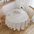 Nappe ronde japonaise en coton et lin beige avec imprimé marguerite et dentelle - Ronde 150cm / Marguerite Blanche Avec Dentelle