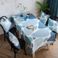 Nordic tablecloth and pillow set featuring blue abstract shapes and deer head motifs - 135-135 / Blue Pebble