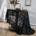Elegante tovaglia in pizzo nero con motivo a uncinetto tondo per arredamento vintage - Piccolo / Nero