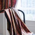 Bohemian striped cotton linen curtain in yellow with white lace trim and ethnic patterns - 150*160 / Red Stripe Three Sided Lace Edge (Grommet)