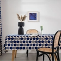 Nordische Tischdecke aus Baumwollleinen mit dunkelblauen Punkten und geometrischem Muster - 140*220cm / Blauer Punkt