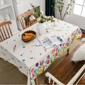 Rectangular cream cotton tablecloth featuring vibrant yellow tulip floral patterns - 140x260cm / Tulip Without Lace