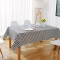 Blue daisy print tablecloth with geometric triangle patterns and decorative tassels - 60x60cm / Black Triangle (No Lace)