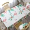 Pink flamingo and tropical leaf print rectangular tablecloth with white background - 100*140cm / Big Flamingo Style (Without Lace)